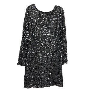Niteline Black Sequin Long Sleeve Dress